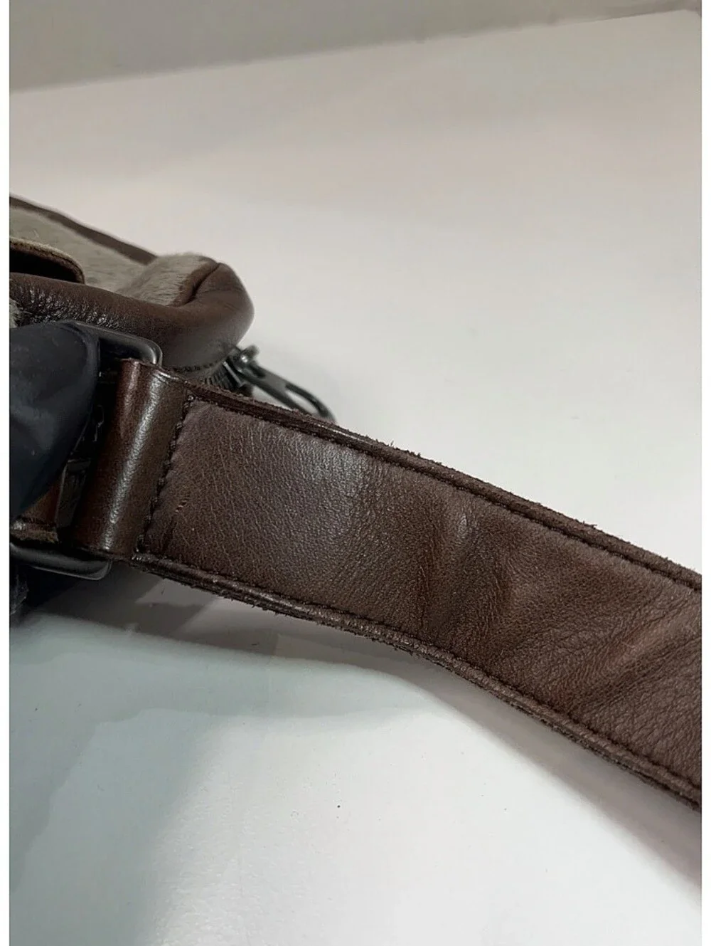 Rare Bottega Veneta Pony Hair Calf Crossbody Bag Gray Brown Leather Unisex